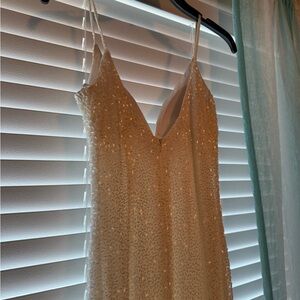 Sherri Hill Ivory Sequin Spaghetti Strap Prom Dress